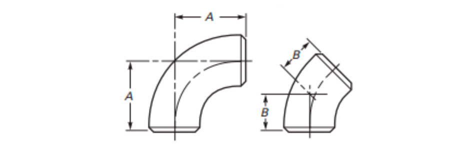 Dimensions of Long Radius Elbows