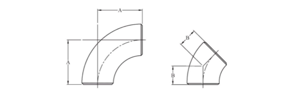Dimensions of Long Radius Elbows