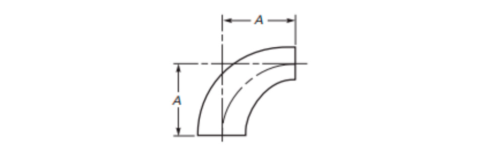 Dimensions of Long Radius Reducing Elbows