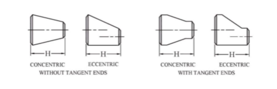 Dimensions of Concentric and Eccentric Reducers
